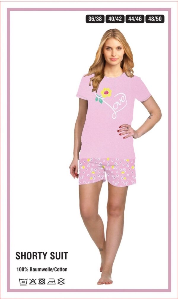 Damen Schlafanzug kurz Pyjama Set Caprihose 3/4 t-shirt