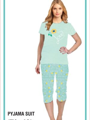 Damen Schlafanzug kurz Pyjama Set Caprihose 3/4 t-shirt